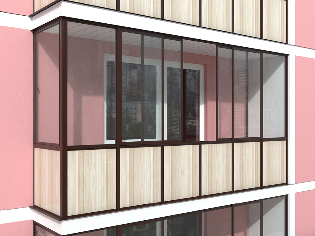 Раздвижные створки в витраж с возможностью поворота на 90 градусов.